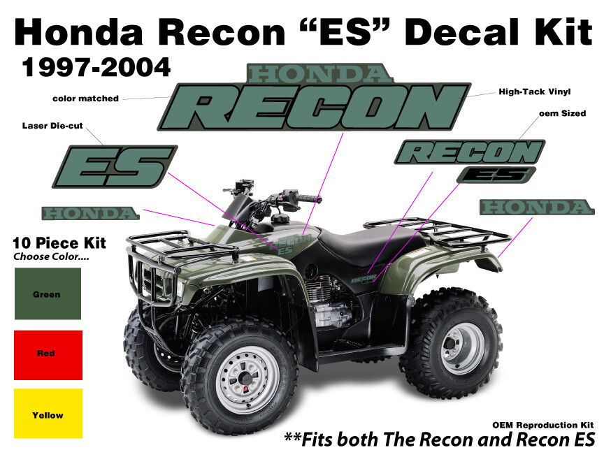 1997 - 2004 Honda Recon ES OEM Decal Emblem Sticker Kit Mark ATV quad gallery