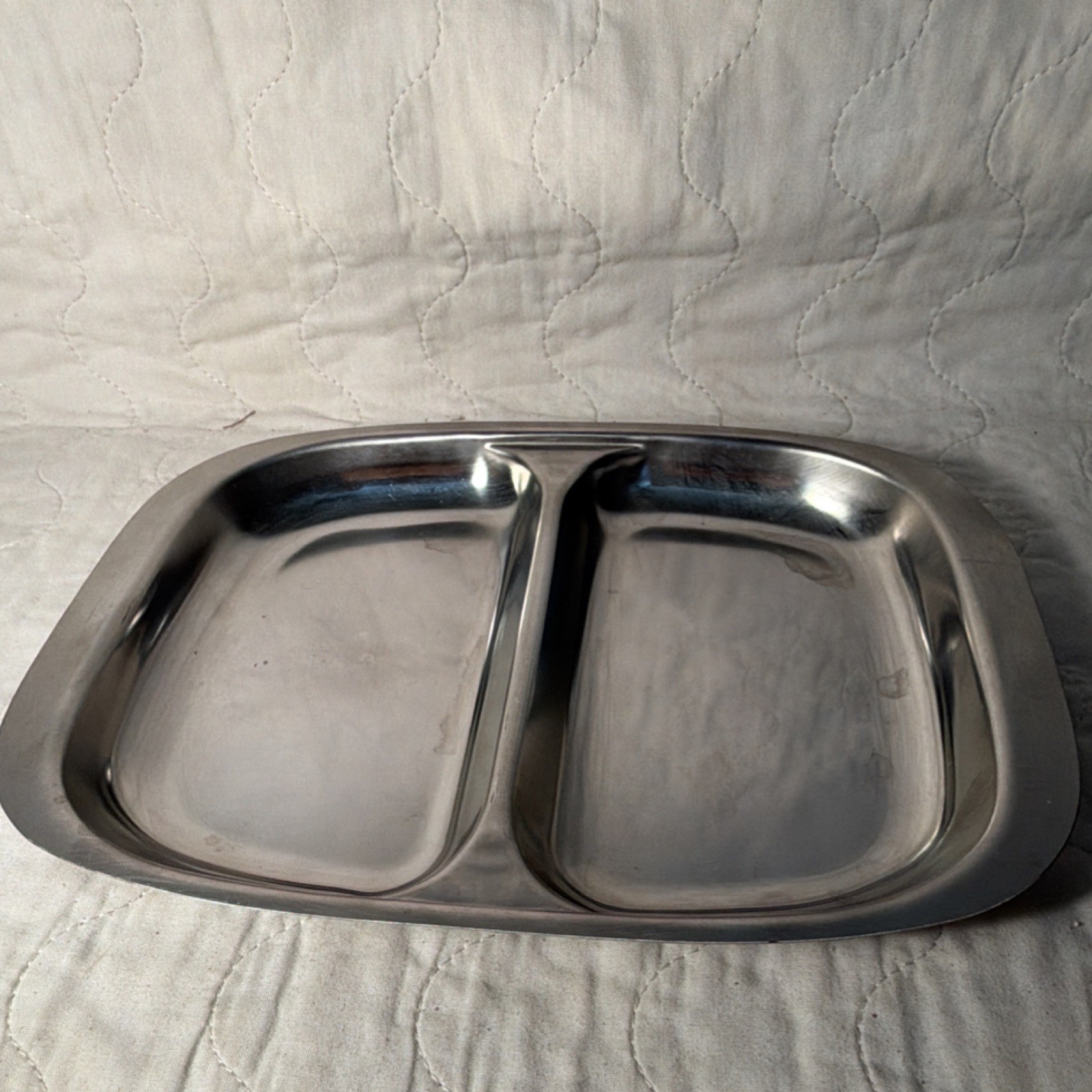 Stainless Steel 2-Compartment made in Japan Tray Silver Rectangle 11”x 8" #N94 gallery