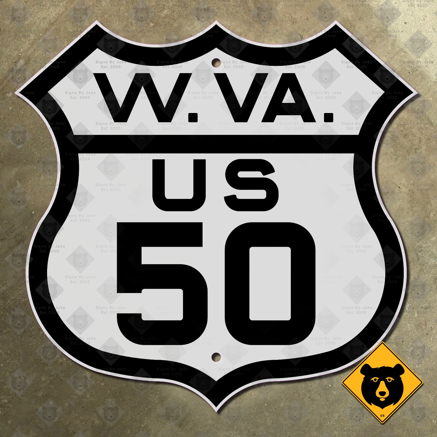 West Virginia US Route 50 highway marker sign 1945 Parkersburg Clarksburg 16x16 gallery