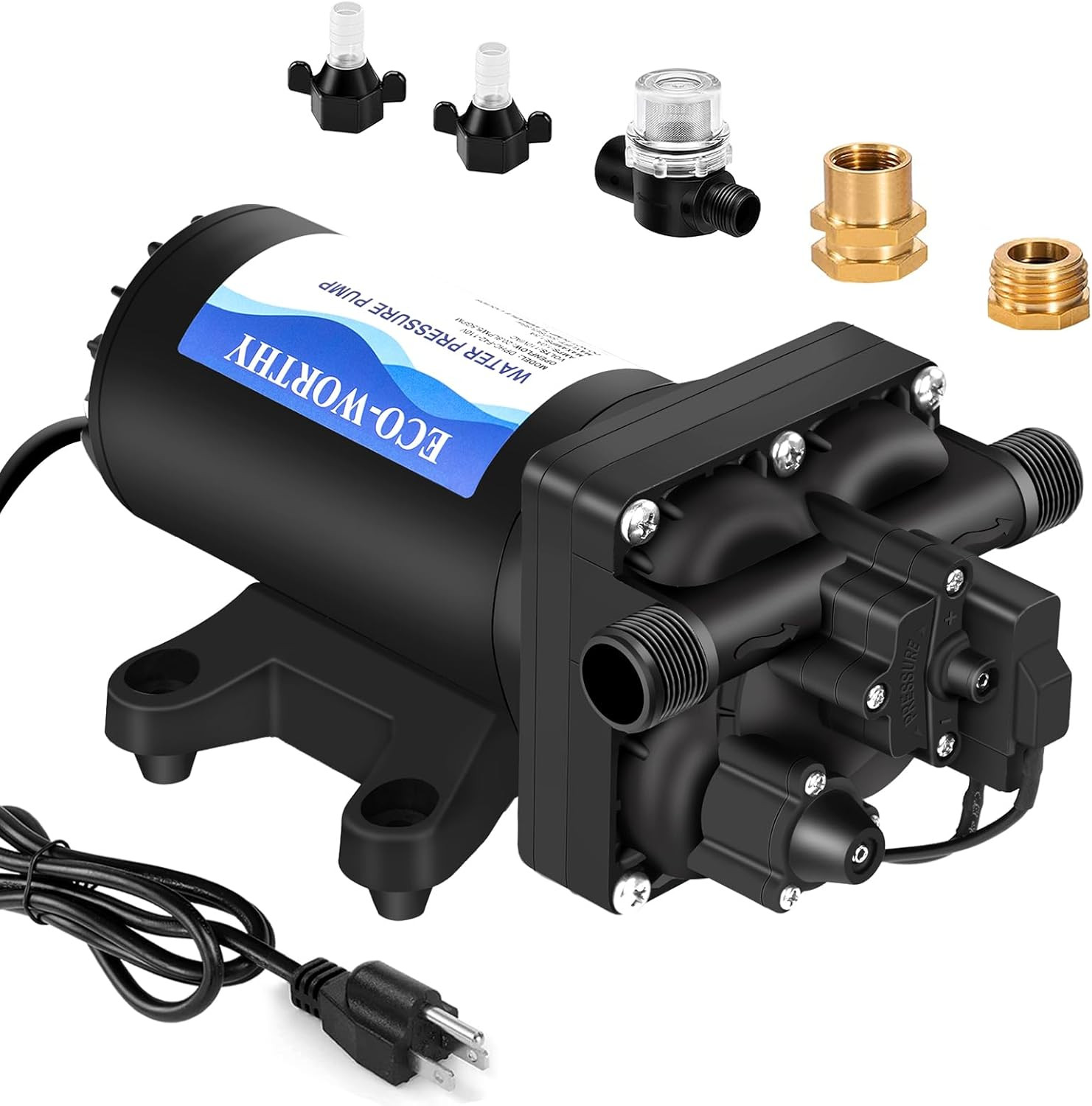 110V AC Fresh Transfer Diaphragm Water Pump on Demand 5.5GPM 70PSI High Pressure gallery