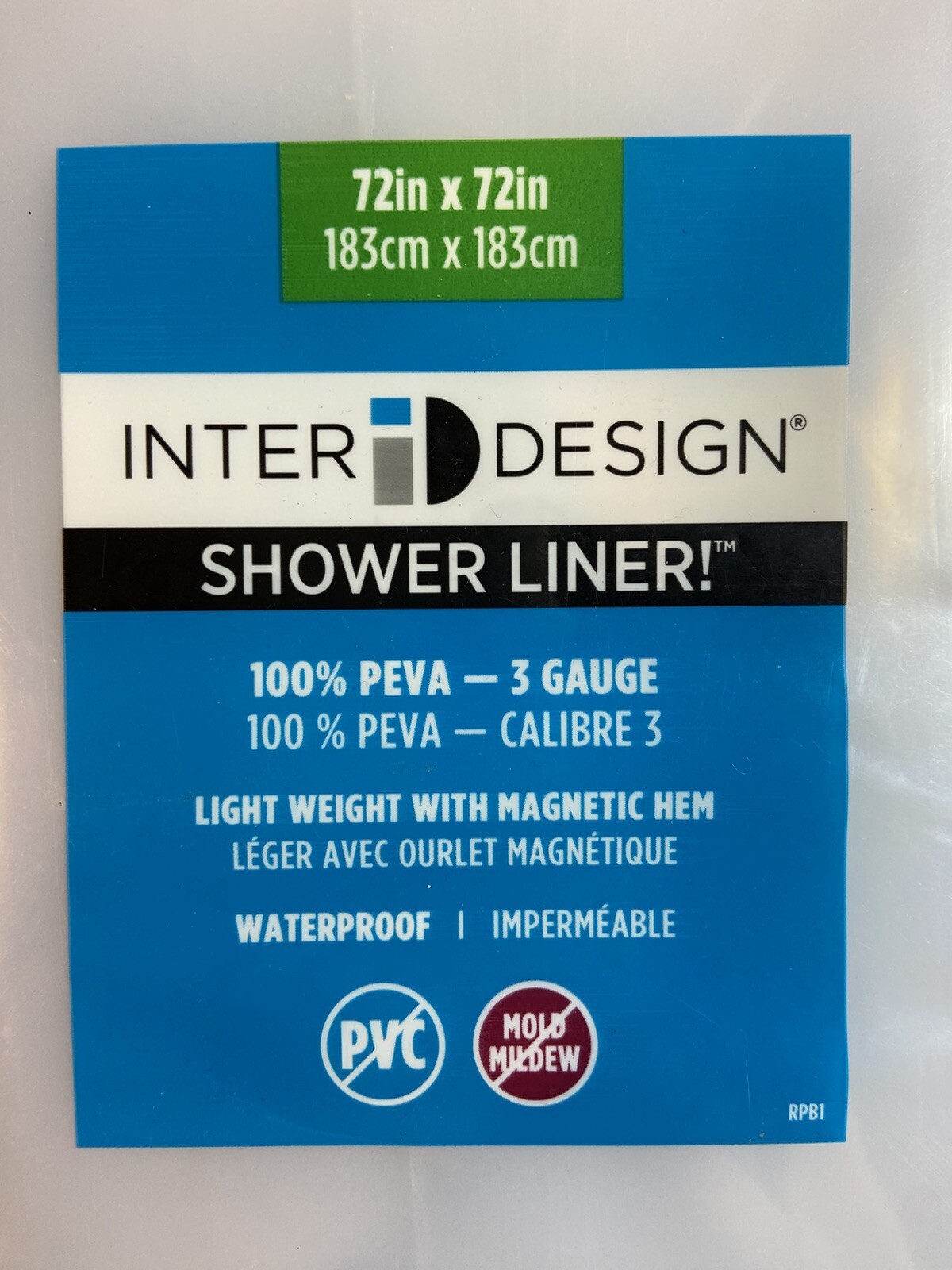 INTERDESIGN 72"X72" SHOWER LINER 100%PEVA 3 GAUGE CLEAR gallery