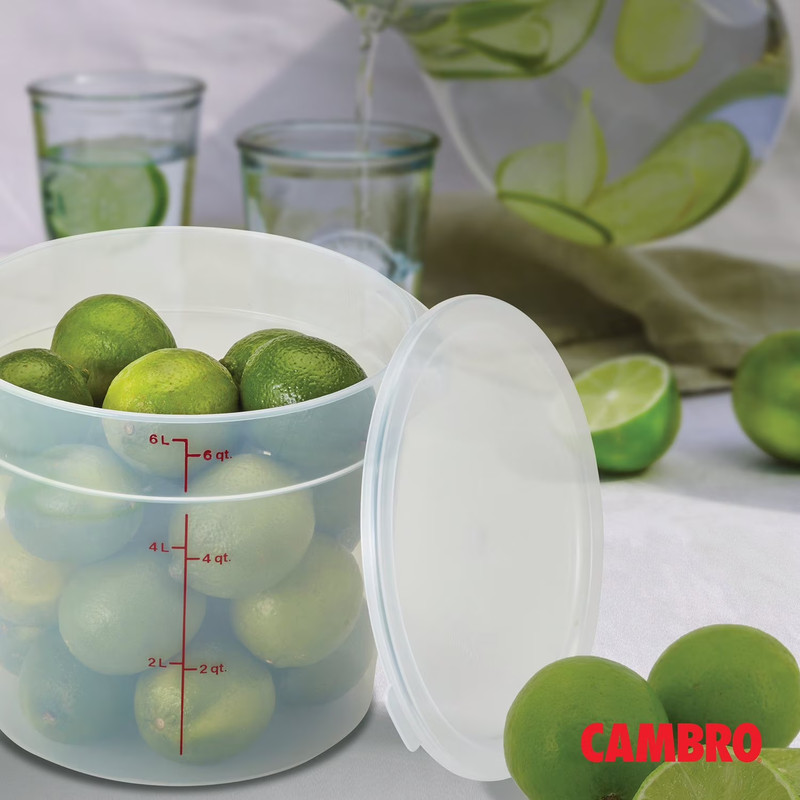 Cambro Round Translucent Food Storage Containers with Lids – 6 Qt., 2 Pack gallery