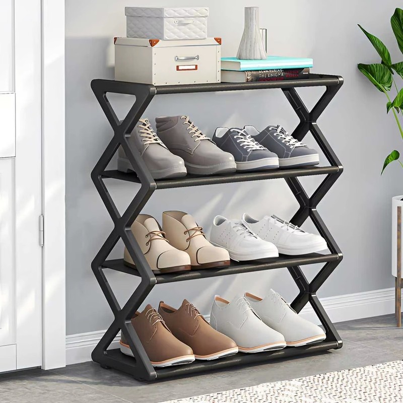 4 Tier Shoe Rack, Narrow Stackable Shoe Storage Organizer Shelf gallery