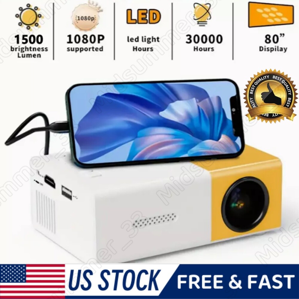 LED Mini Projector Portable 1080P Home Theater Projector Multi-Device Compatible gallery