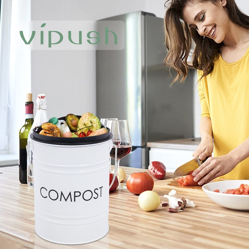 Compost Bin Kitchen Countertop Compost Bin with lid – Small Compost Bin Includes gallery