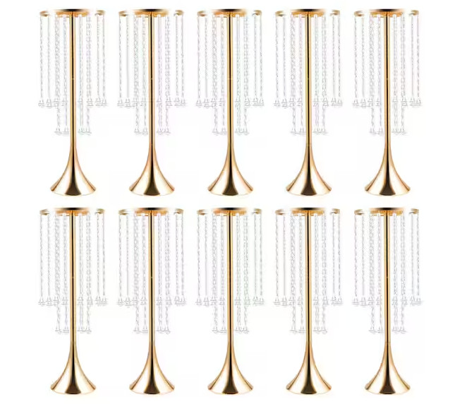 10-Pieces 21.9" Wedding Centerpieces Flower Vases Gold Metal Decoration gallery