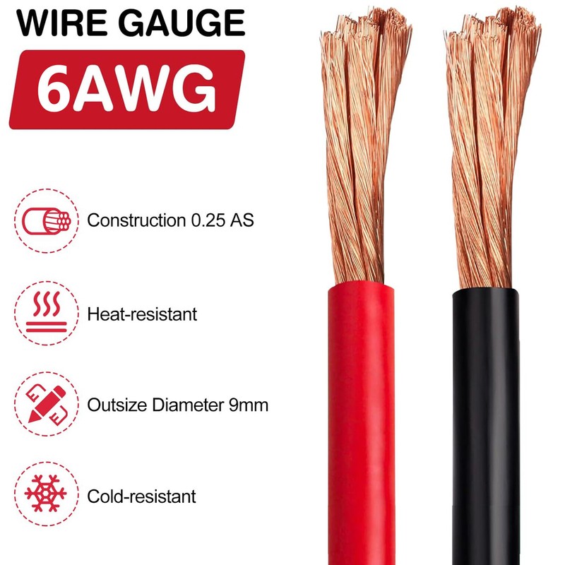 24FT Quick Disconnect Winch Power Cable, 6 AWG 6 Gauge Wiring For Winch Trailer gallery