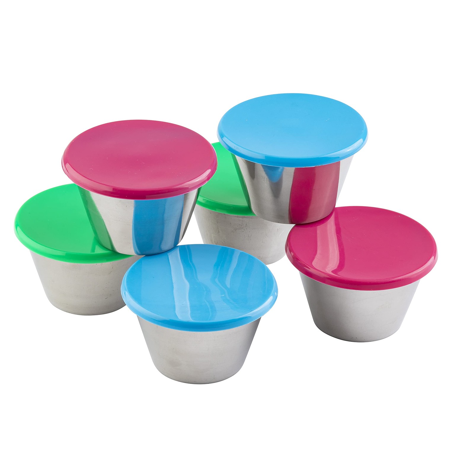 3 oz Round Stainless Steel Ramekins, Pack of 6 with Colors may vary Lids gallery