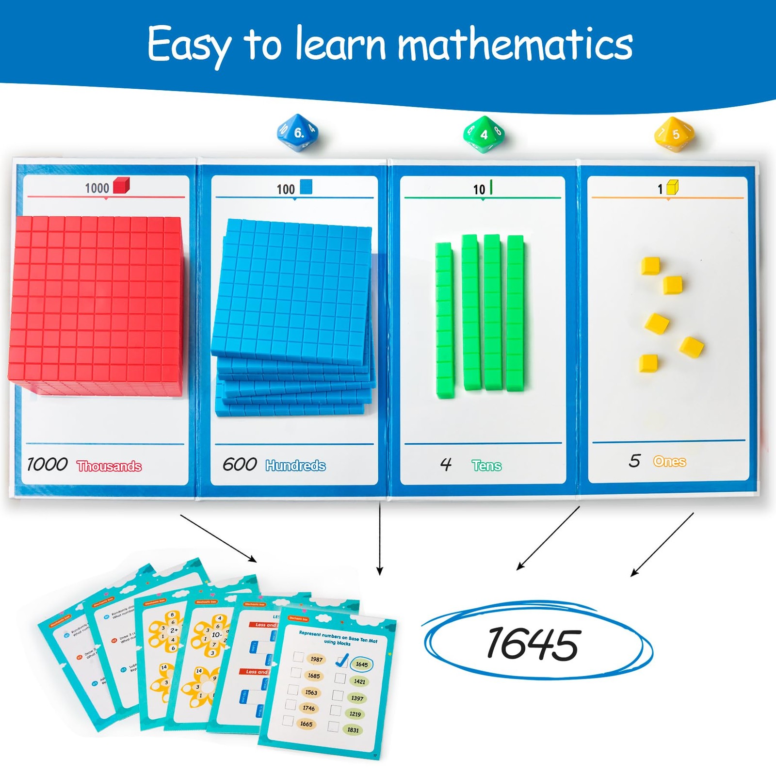 147 PCS Plastic Base Ten Blocks Place Value Counting Math Manipulatives gallery