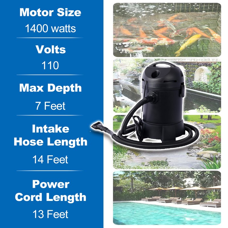 Pond Vacuum Cleaner Continuous Intermittent Cycle 3ft Suction Depth w/13ft Wire gallery