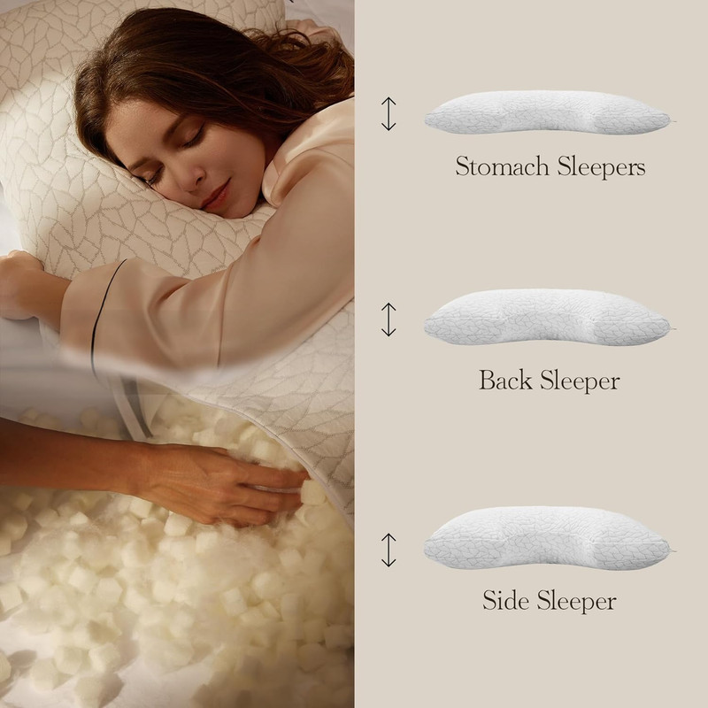 Adjustable Memory Foam Pillow for All Sleep Positions - Queen Size 18x28IN gallery