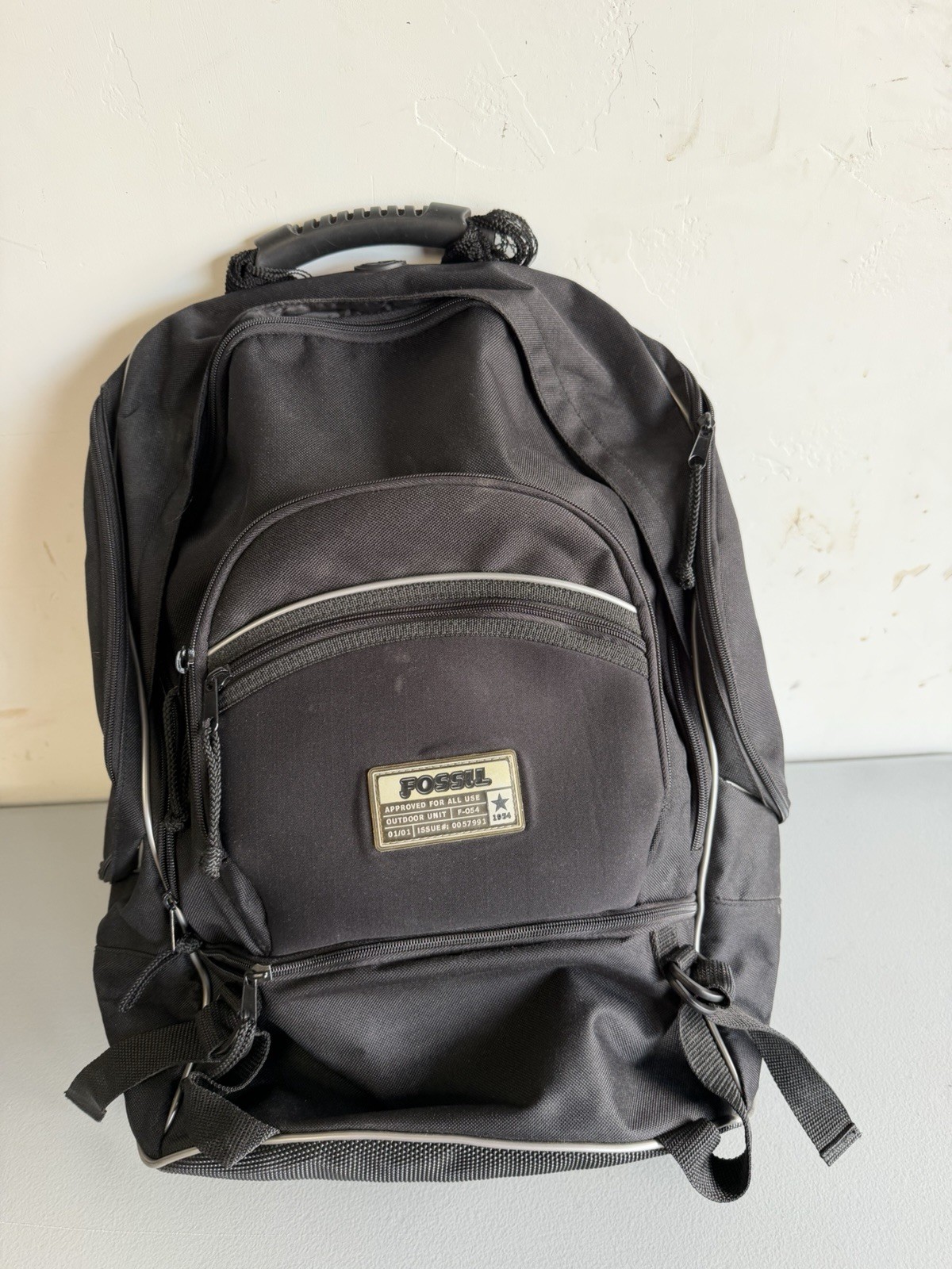 Fossil Black Backpack Outdoor Unit Canvas Carry Handle 