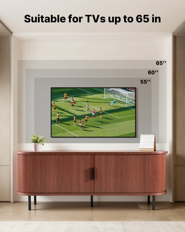 VEVOR TV Stand Boho Entertainment Center for TVs up to 65 in 350 lbs Brown gallery