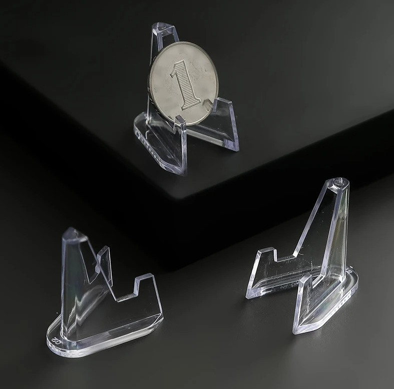 10pcs Transparent Acrylic Coin Display Stands Mini Easel Holders Collectibles gallery