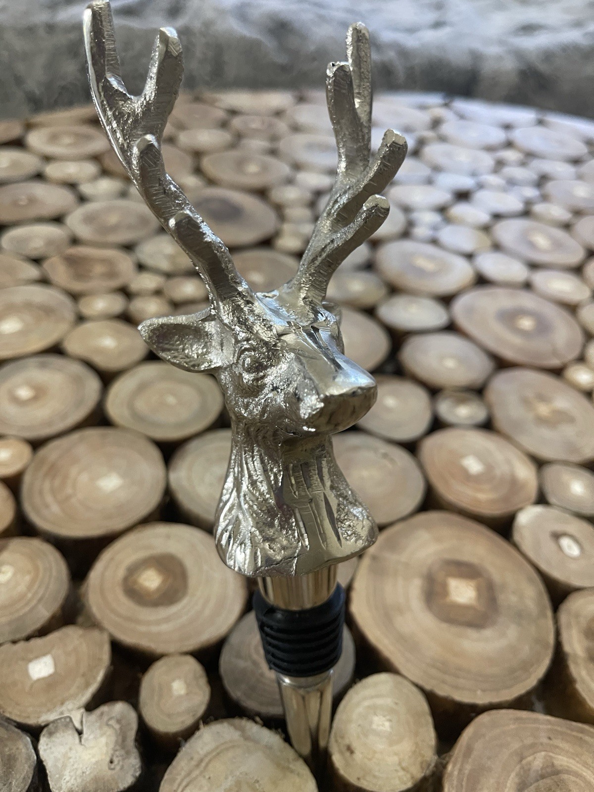 Fortnum & Mason Culinary Concepts Stag Head Wine Bottle Stopper Silver Nickel 8" gallery