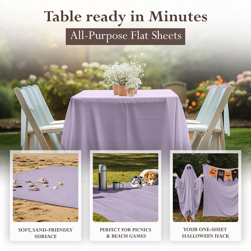 Utopia Bedding Flat Sheet 1 Pack Queen, Lavender Soft Brushed Microfiber Fa... gallery