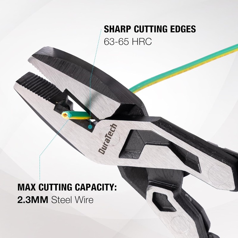 DURATECH 8-Inch Compound Lineman's Pliers Gen 2 Dual Pivot High-Leverage Design gallery