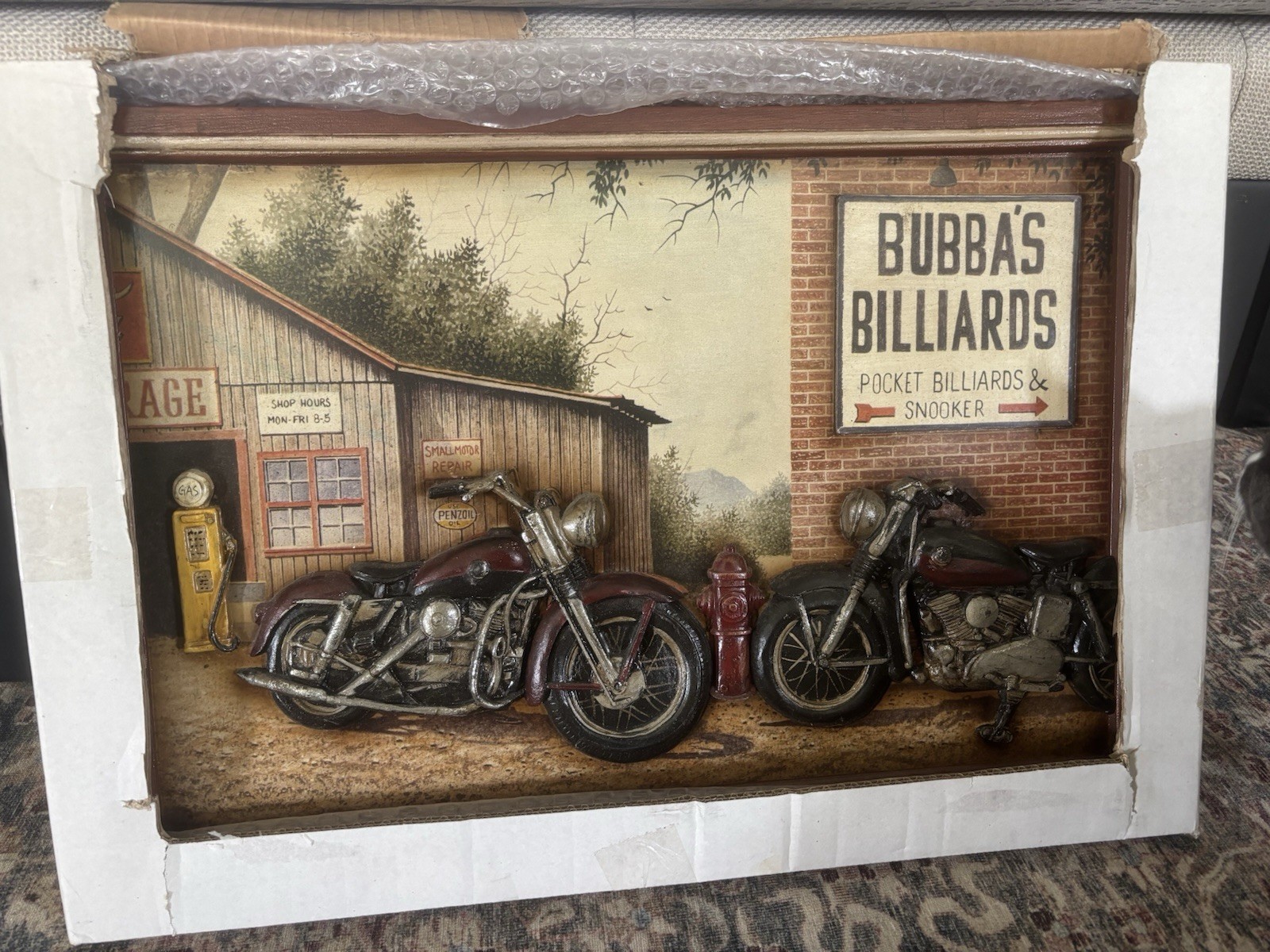 Vintage Motorcycle Garage Wall Sign 3D Effect Wood Resin Billiards 73906 gallery