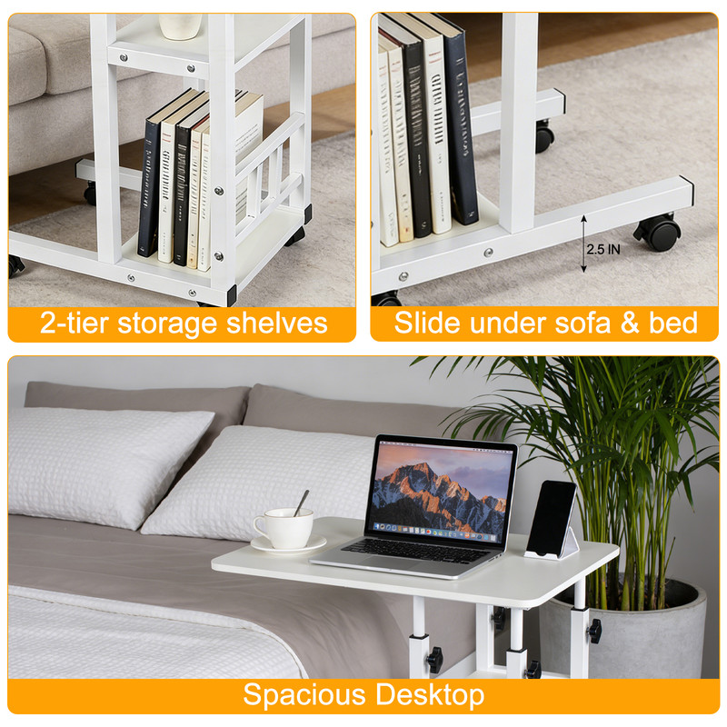 Modern Overbed Table Height Adjustable Bed Side Table Rolling Sofa End Table gallery