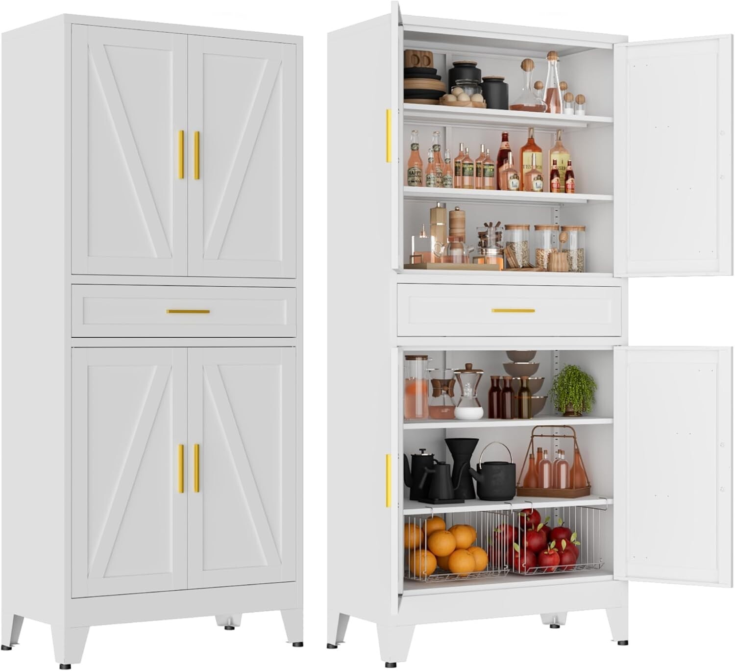 Elegro 71" Metal Filing Cabinet With Drawer and 4 Adjustable Shelves For Office gallery