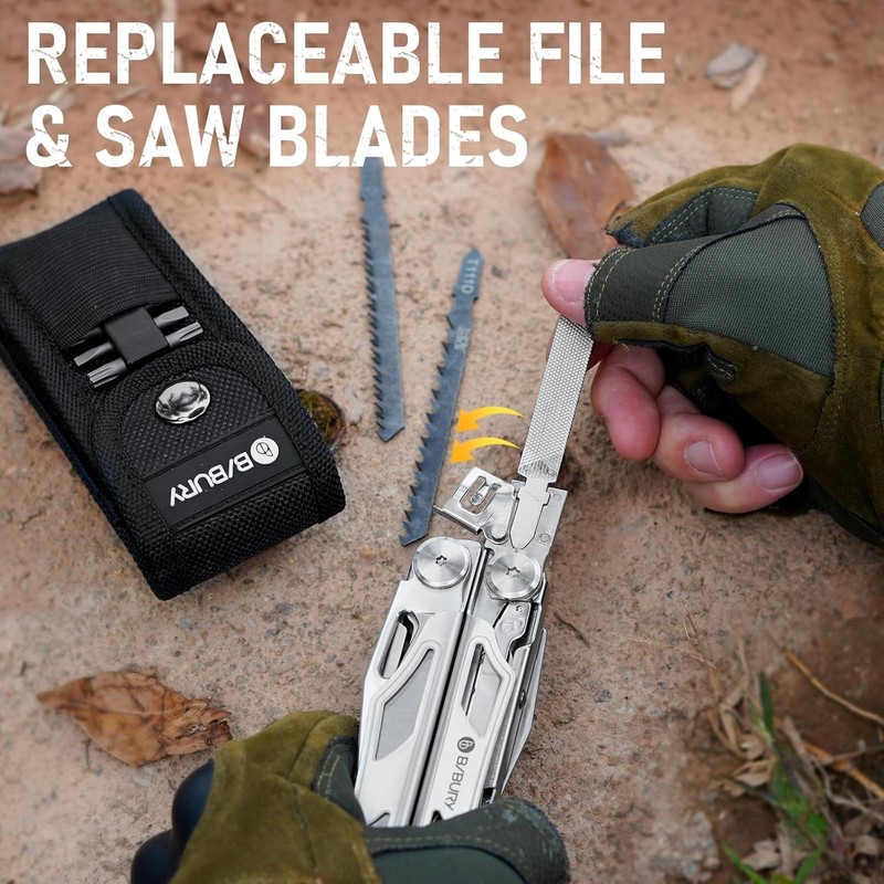 BIBURY Multitool Pliers Pro BI2045 Multitools with Replaceable Wire Cutters Saw gallery
