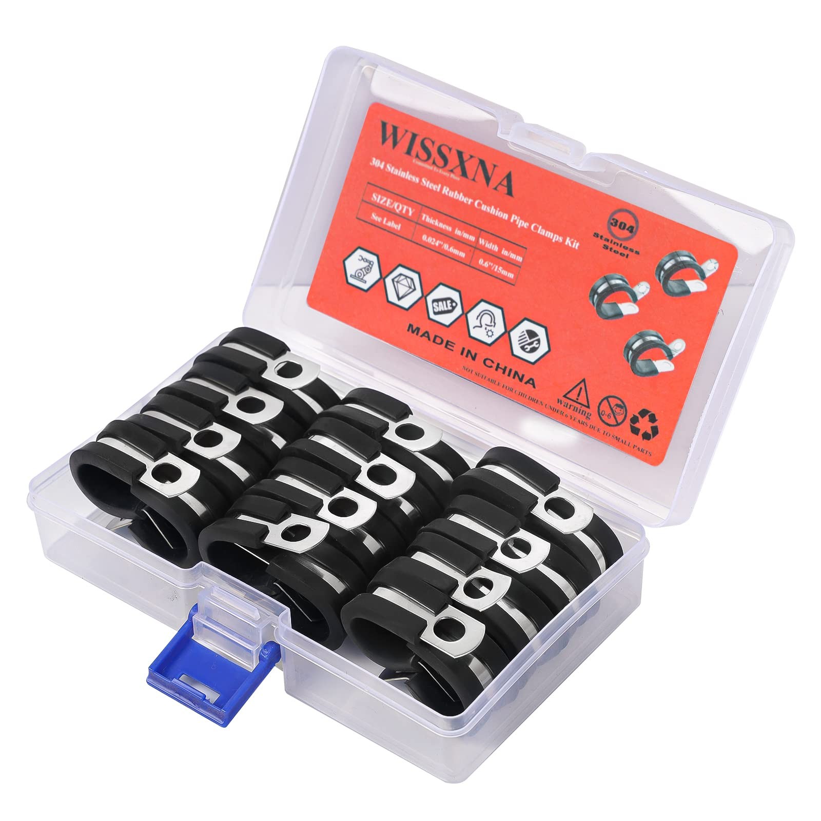 3/4'' Wire Cable Clamps Set-Stainless Steel 304 Cushioned Loom Cable Rubber gallery