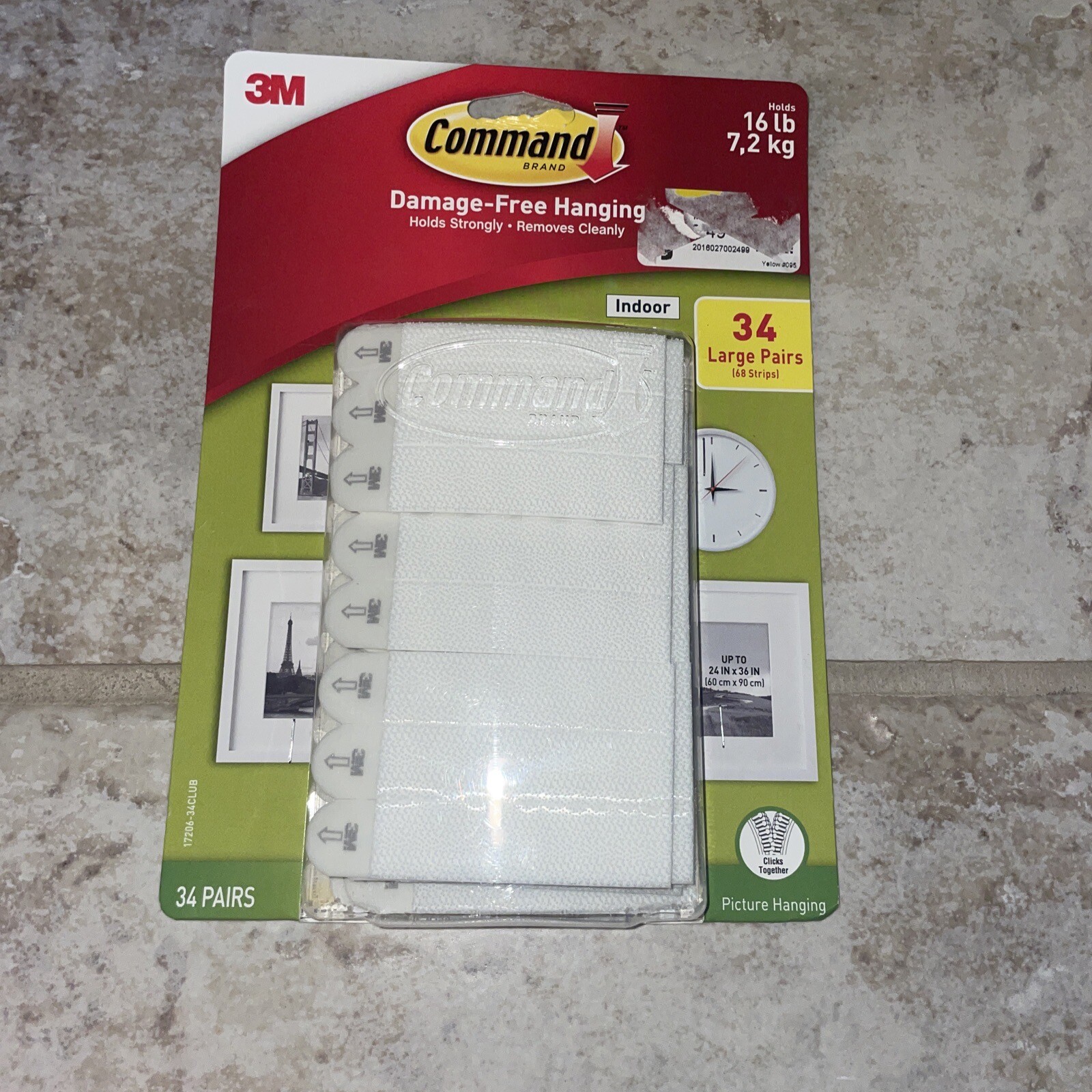 3M Command Picture Hanging Strips Large, 34 Pairs, 68 Strips, Hold 16 lbs gallery