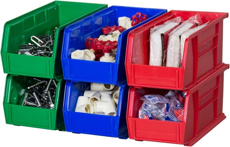 Stackable Storage Organizer Bin - 11-Inch x 5-Inch x 5-Inch - Red - 12-Pack gallery