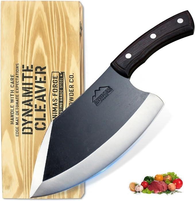 Animas Forge Dynamite Cleaver 8” Hand Forged High Carbon Steel Knife in Wood Box