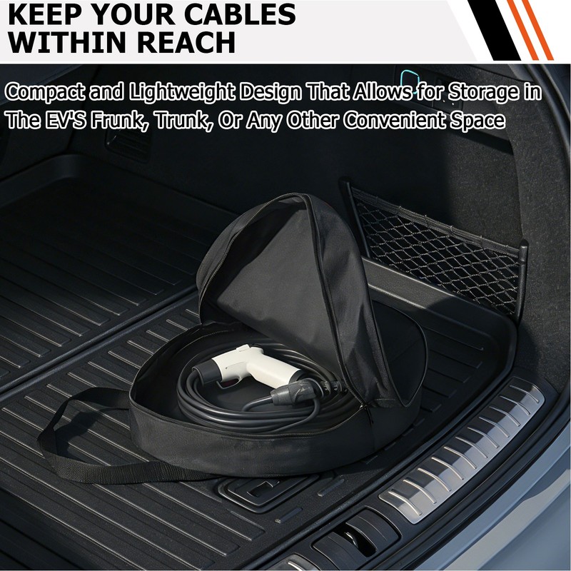 25ft Jumper Cable Bag Pockets EV Battery Charger Cord Car RV Hose Tool Storage gallery