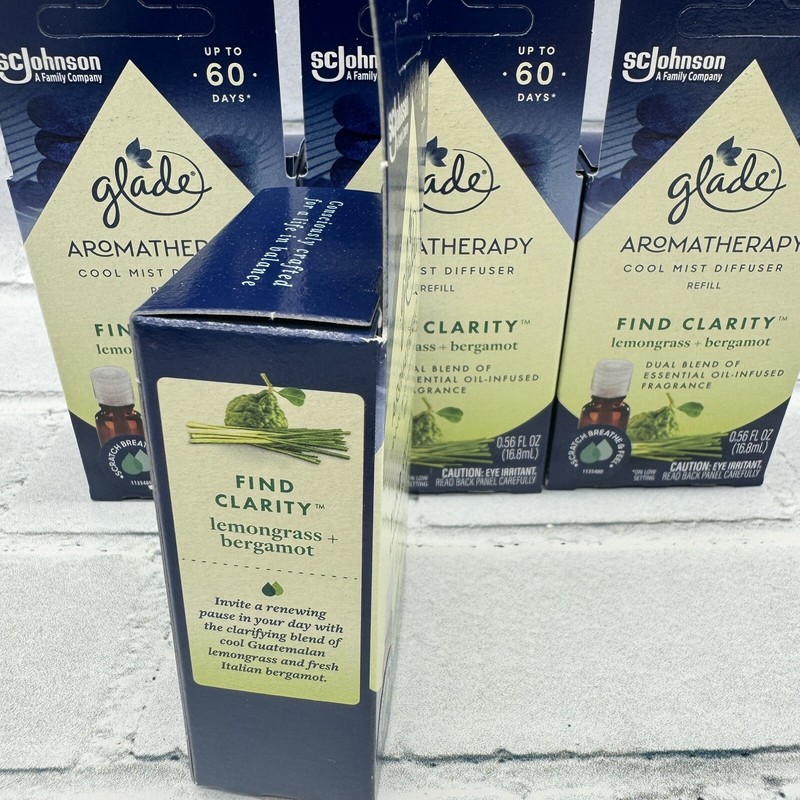 4 Pack Glade Aromatherapy Cool Mist Diffuser Refill Clarity Lemongrass Bergamot gallery