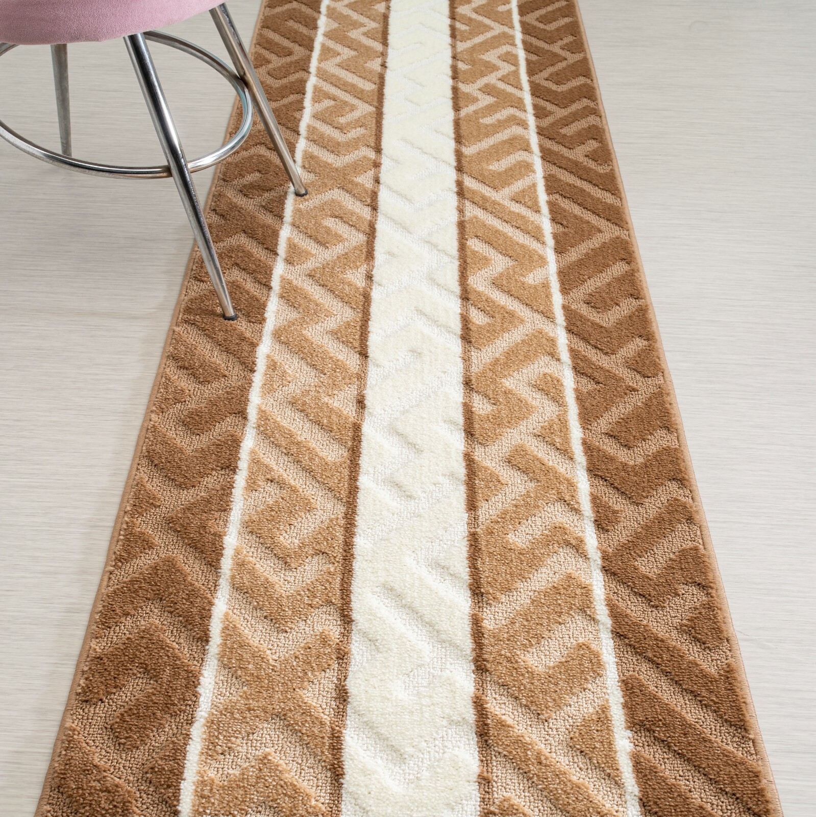 Non Slip Hallway Carpet Runner Rug, Greek Key Beige, Sold and Priced Per Foot gallery