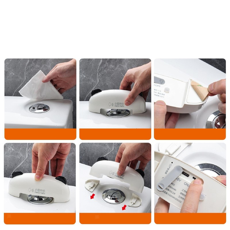 Voice Control Automatic Toilet Flushing Device Waterproof Sticky Installation gallery