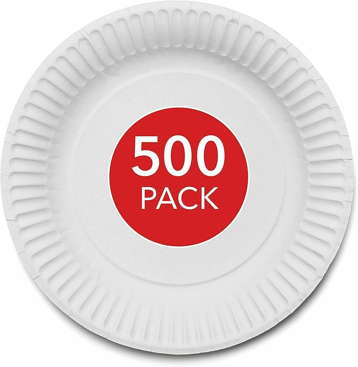 500 Count 9-Inch Paper Plates Uncoated Disposable Dinner Plates White gallery