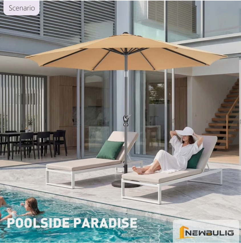 9FT Outdoor Patio Umbrella Market Table Polyester Fabric Canopy with Push Button gallery