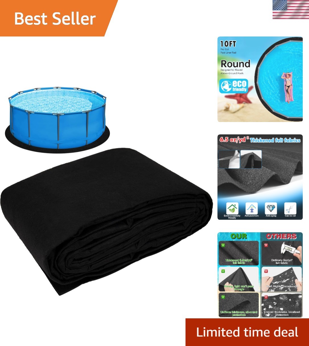 Durable 10ft Pool Ground Cloth for Above Ground Pools - Easy to Trim & Store gallery