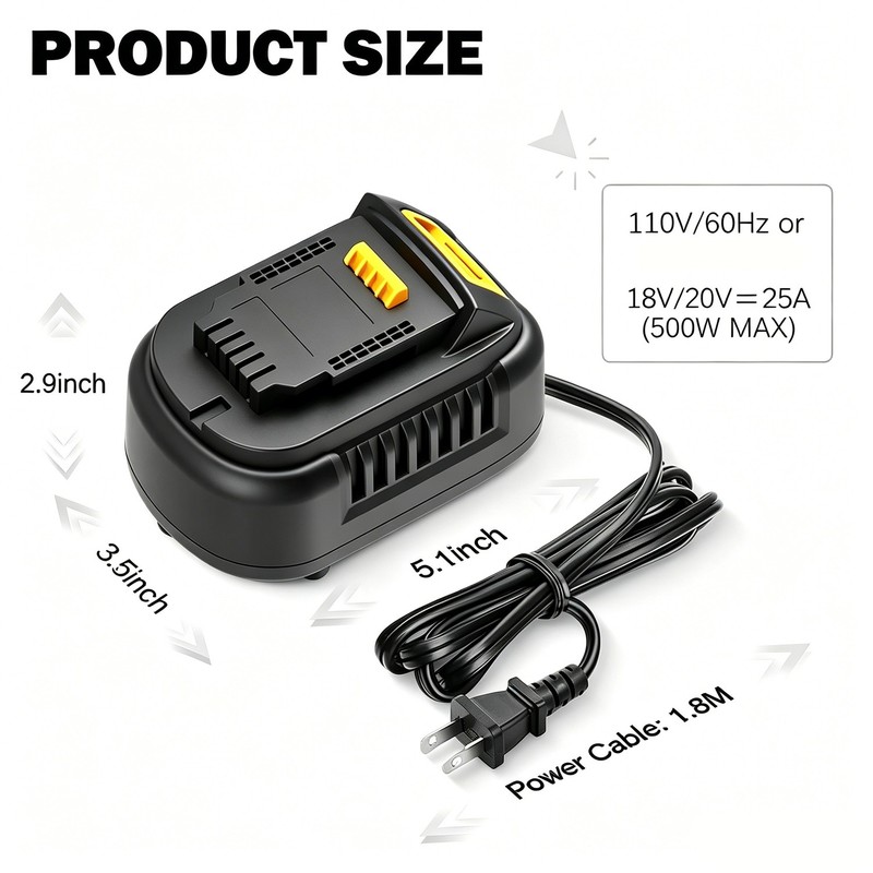 AC to DC Cord Plug Adapter Compatible with DeWalt 18V 20V Tool 500W 110V to 20V gallery