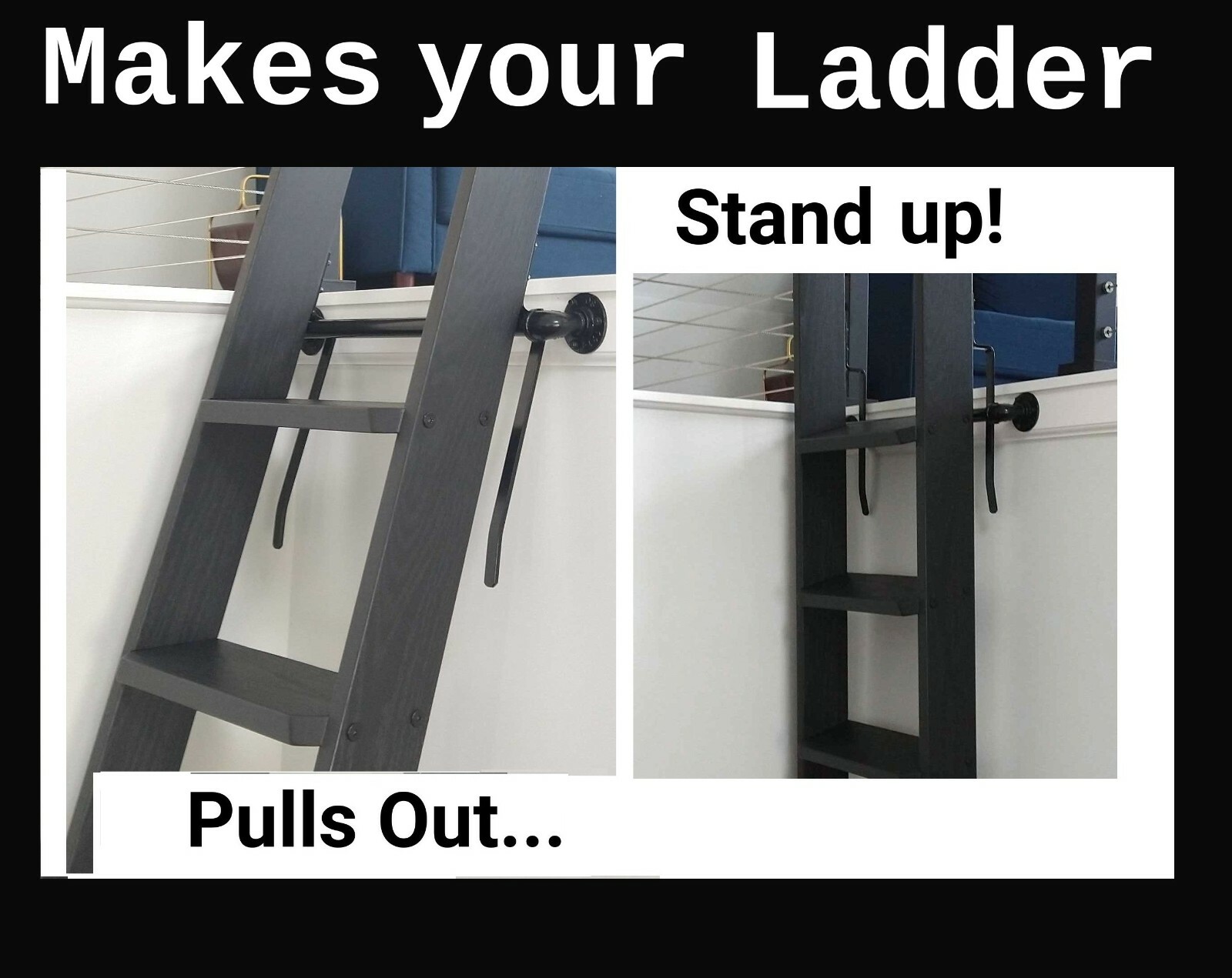 Ladder Hardware Kit - MAKES YOUR LADDER STAND UP! Library Loft Cabin gallery