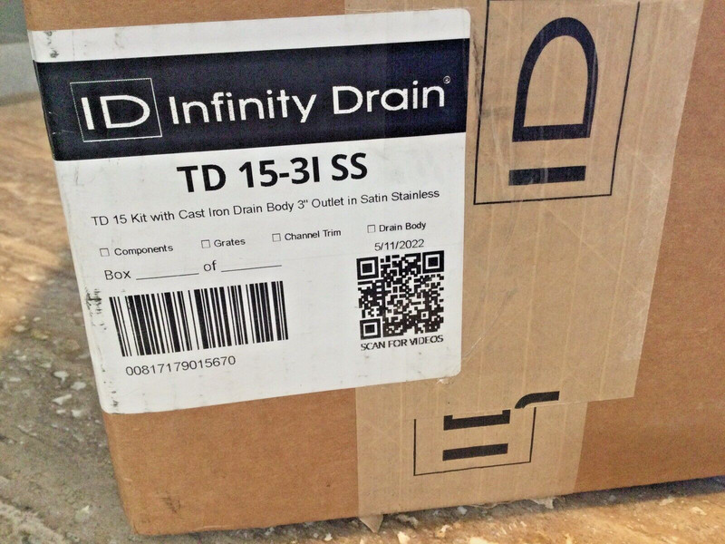 Infinity Drain TD 15-31 Tile Insert w Cast Iron Drain Body 3” Outlet In Satin SS gallery