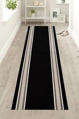 Custom Size Rubber Solid Bordered Design Black Non Slip Washable Runner Rug