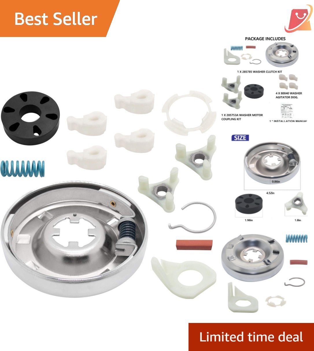 Washer Clutch Kit Motor Coupling Agitator Dog Replacement for Whirlpool gallery