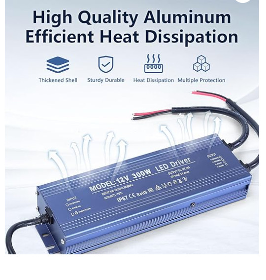 12V 200W LED Driver Waterproof IP67, Ultra Slim LED Transformer 110V AC to 12V D gallery