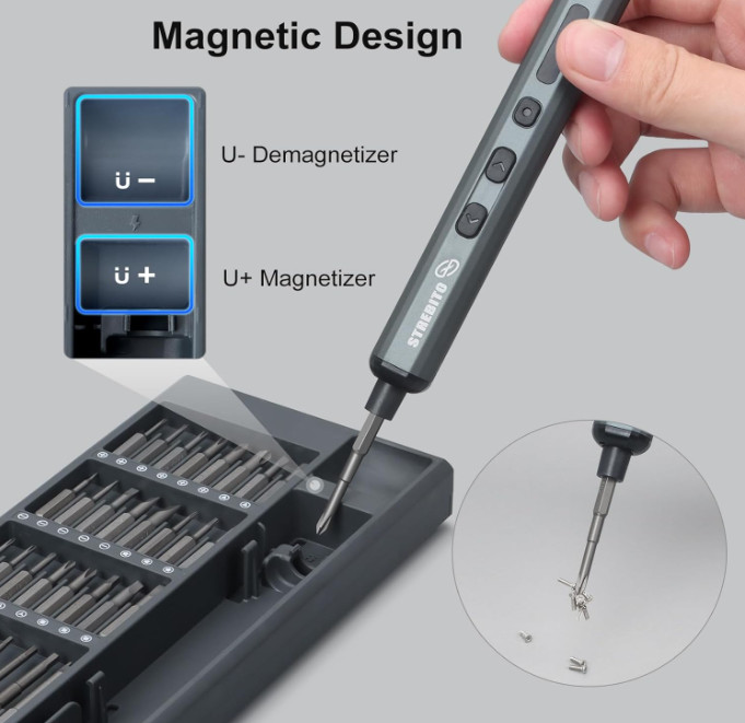 STREBITO Mini Electric Screwdriver Set 70-in-1 Cordless w/ 64 S2 Bits & LED gallery