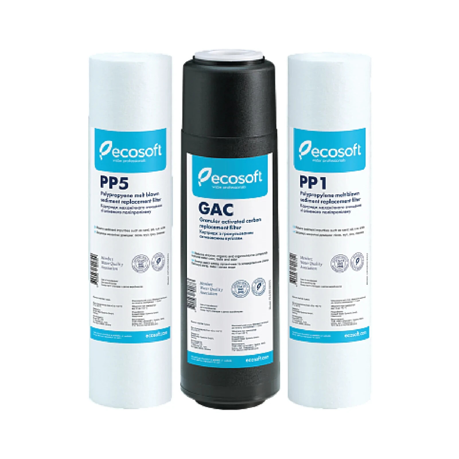 ECOSOFT STANDARD SET OF REPLACEMENT FILTERS FOR REVERSE OSMOSIS (STAGES 1-2-3) gallery