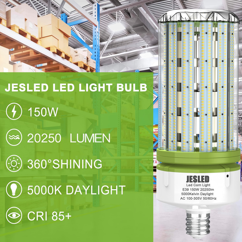 Efficient LED Corn Light Bulbs - E26/E39, 30W-150W, 5000K, Replaces HID/CFL/HPS gallery
