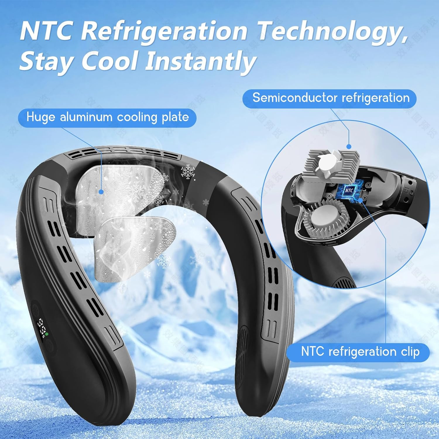 Wearable Neck Air Conditioner Fan - Rechargeable 5200mAh Personal Cooling Device gallery