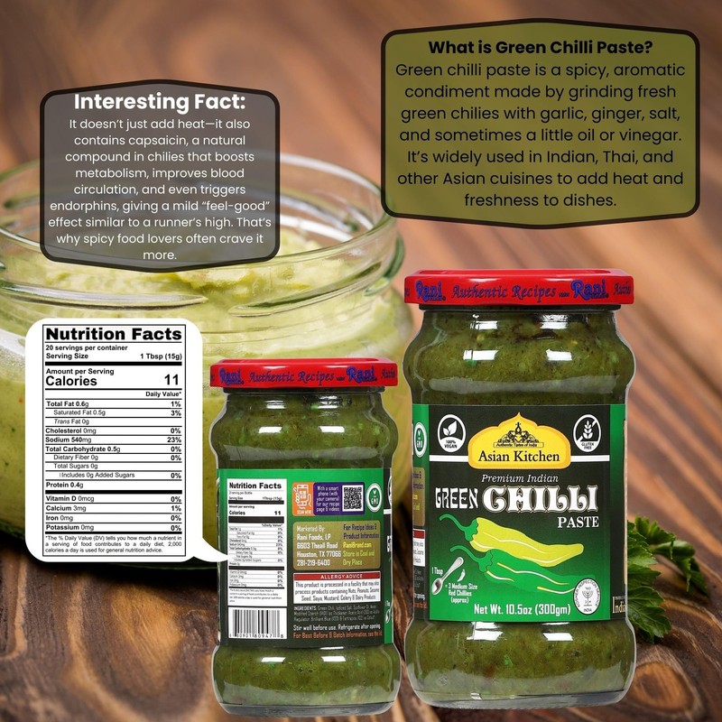 Asian Kitchen Green Chilli Cooking Paste 10.58oz (300g) Glass Jar gallery