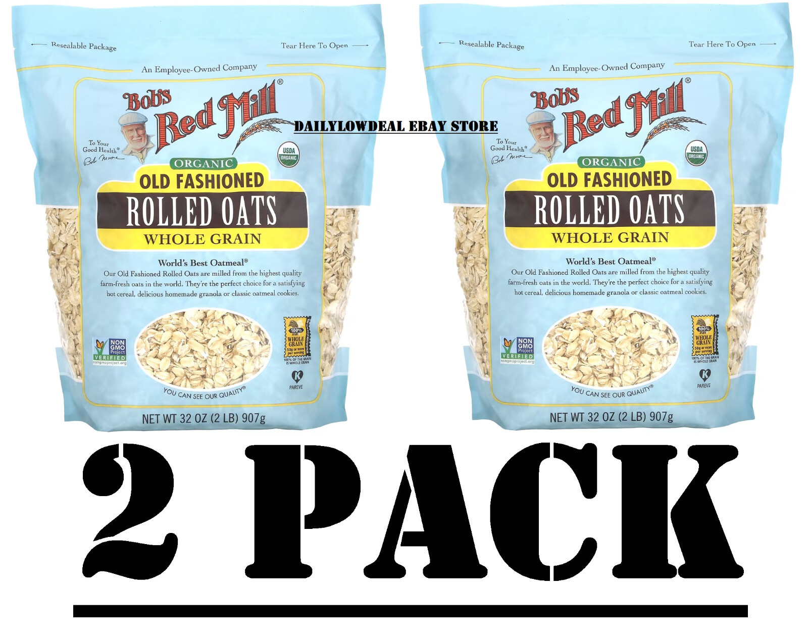 2 PACK - Bob's Red Mill Organic Old Fashioned Rolled Oats 32 oz Pkg gallery