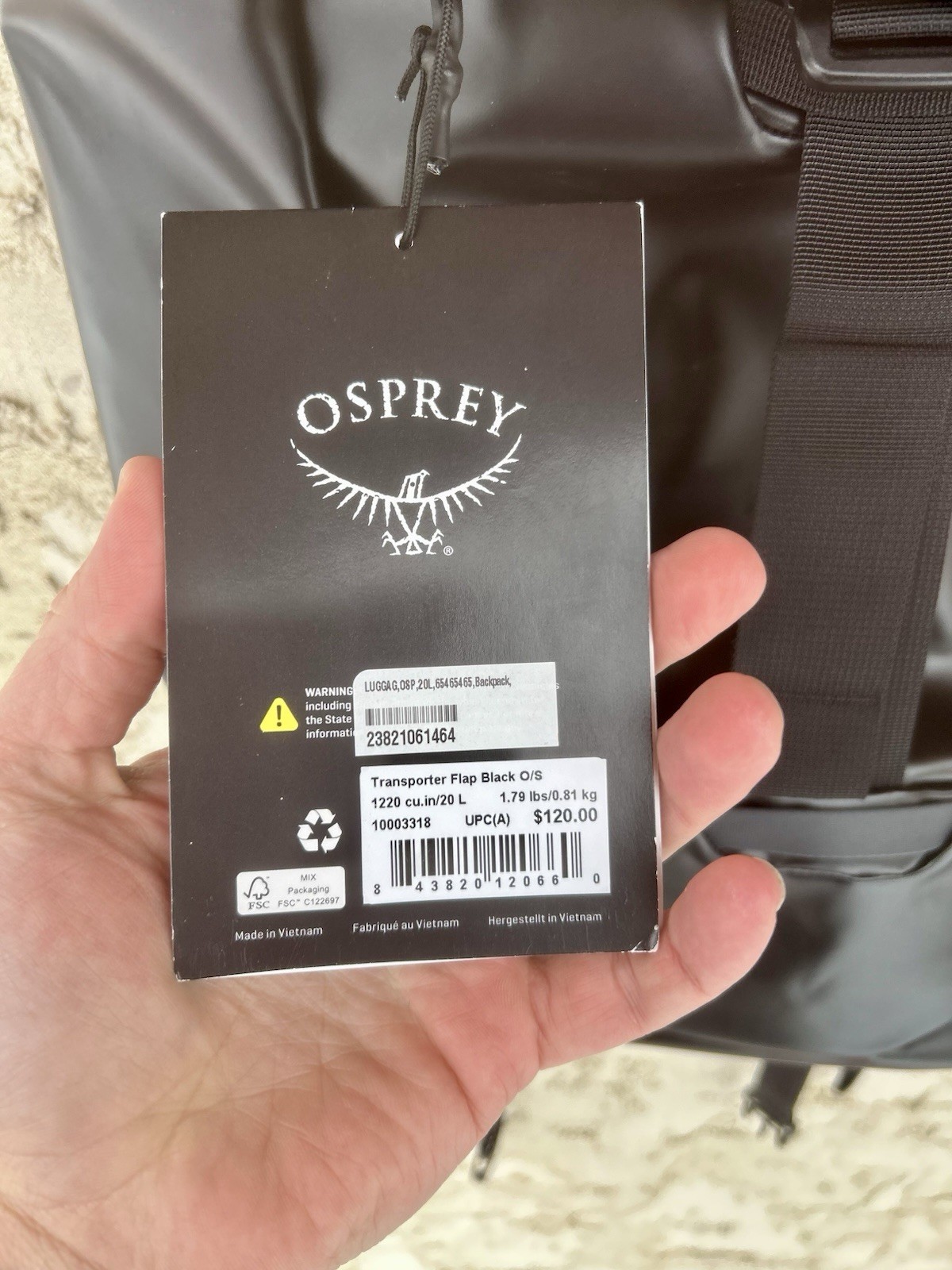 NWT Osprey Transporter Flap Pack 20L Backpack Black 2