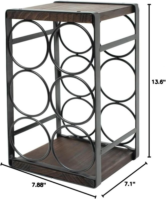 Countertop Rustic Wine Holder for 6 Bottles - No Assembly Required, Brown Finish gallery
